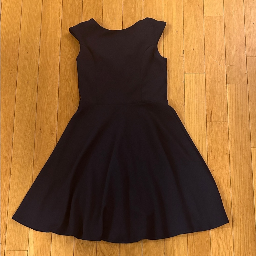 Un Deux Trois Kids Girl's Navy Blue Textured Cap Sleeve Dress Size 16